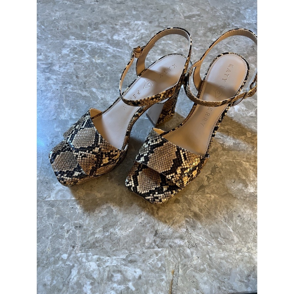 Katy Perry NEW Square Open Sandals Shoes Women Size 11 Animal Snake Print Heels - Picture 8 of 9
